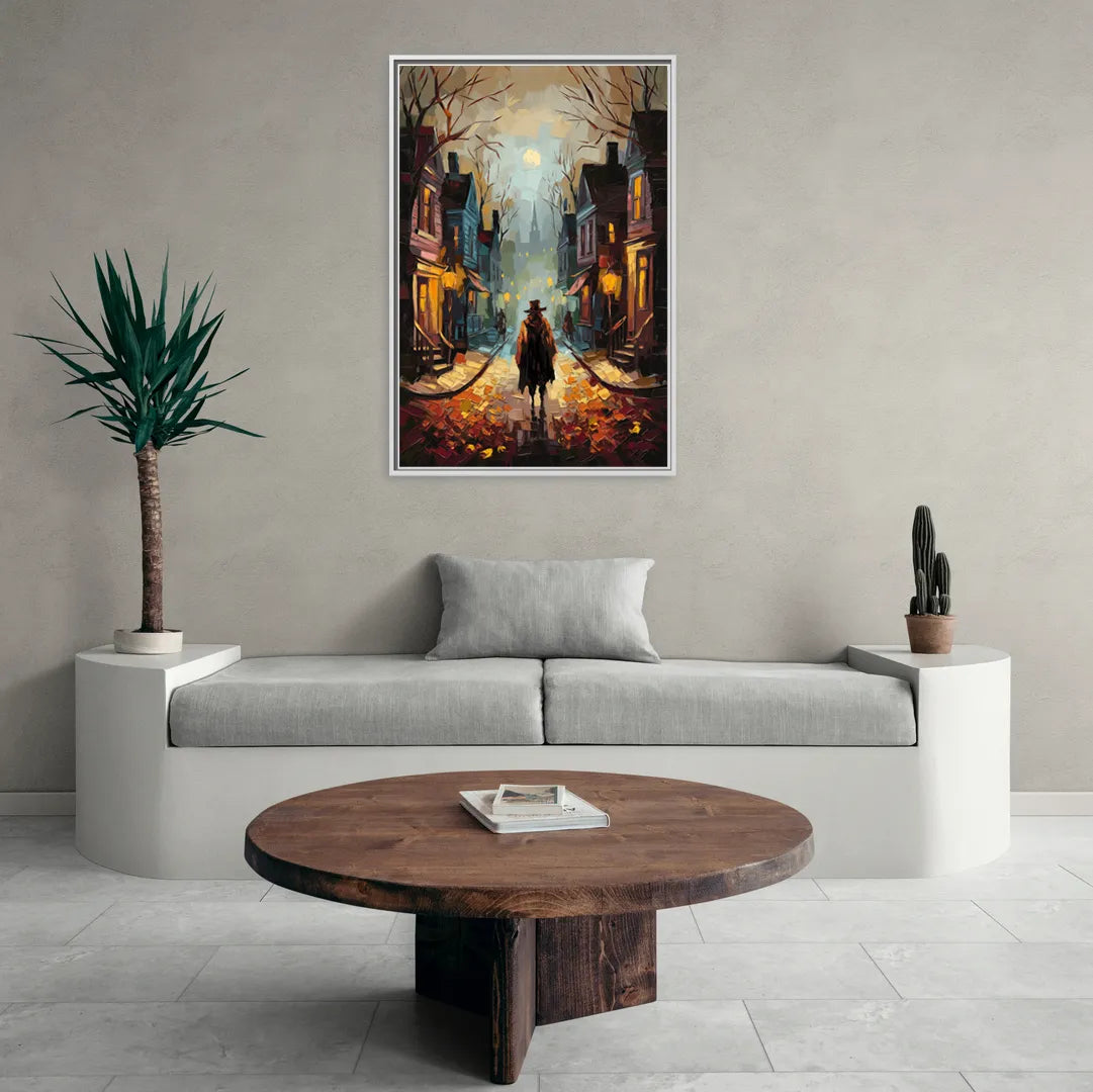 Salem Historic Downtown - Living Room White Frame Canvas