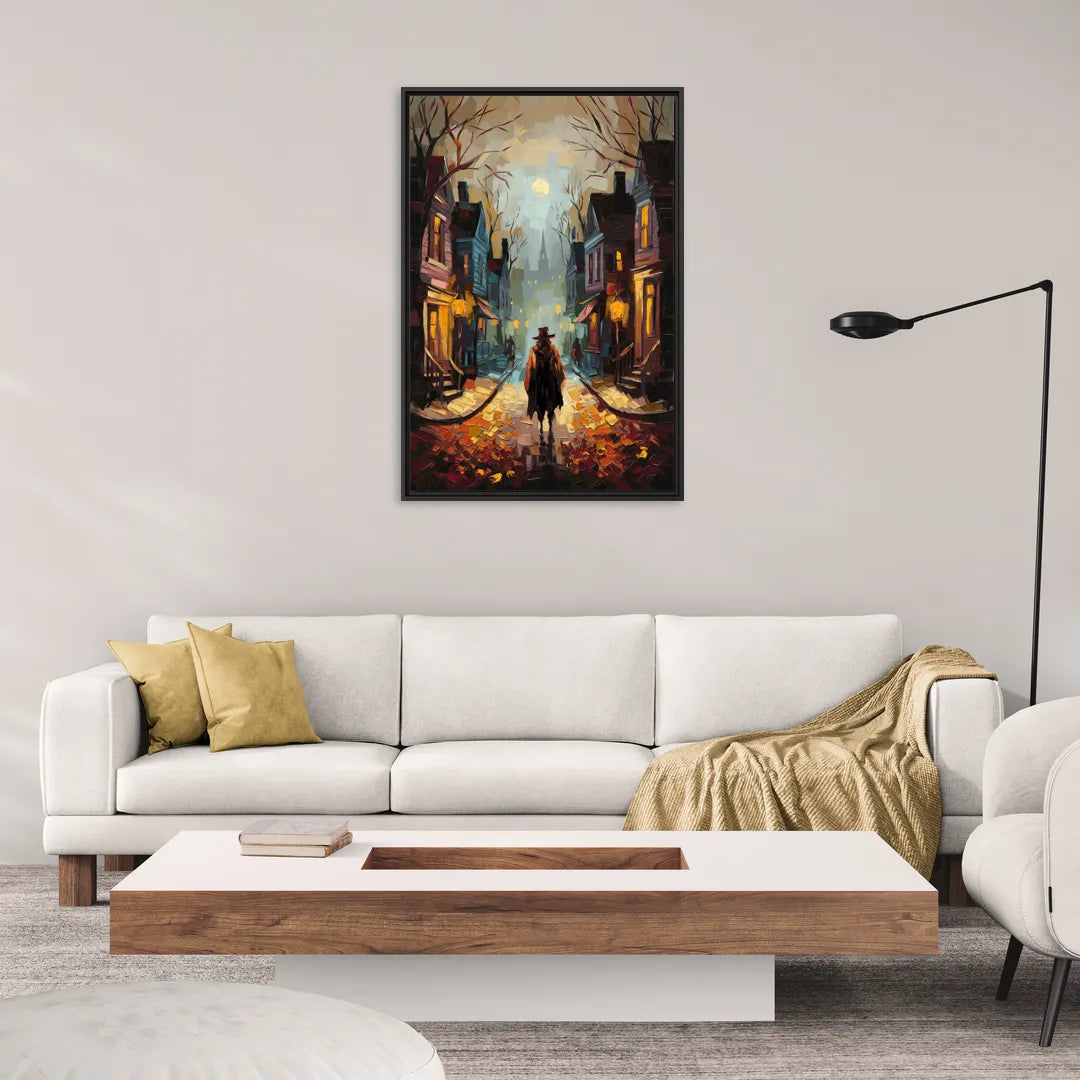 Salem Historic Downtown - Living Room Black Frame Canvas
