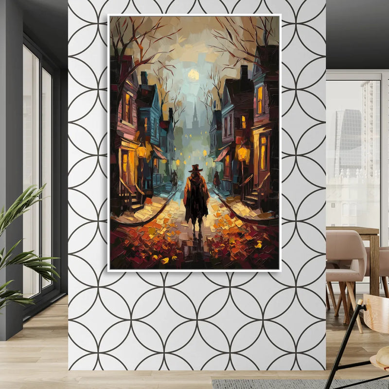 Salem Historic Downtown Living Room - White Canvas Wall Art