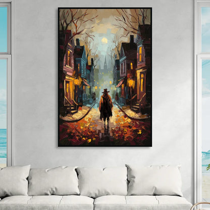 Salem Historic Downtown Living Room - Black Canvas Wall Art