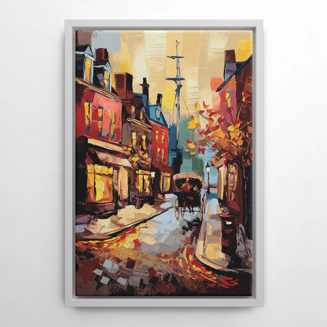 Salem New England Streets - White Frame Canvas