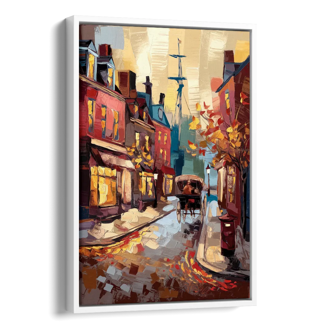 Salem New England Streets Side - White Canvas Wall Art