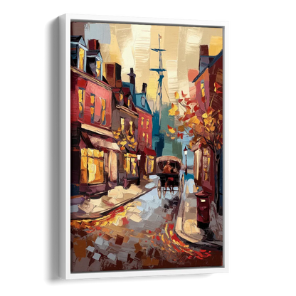 Salem New England Streets Side - White Canvas Wall Art