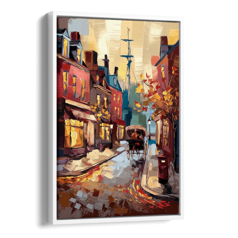 Salem New England Streets Side - White Canvas Wall Art