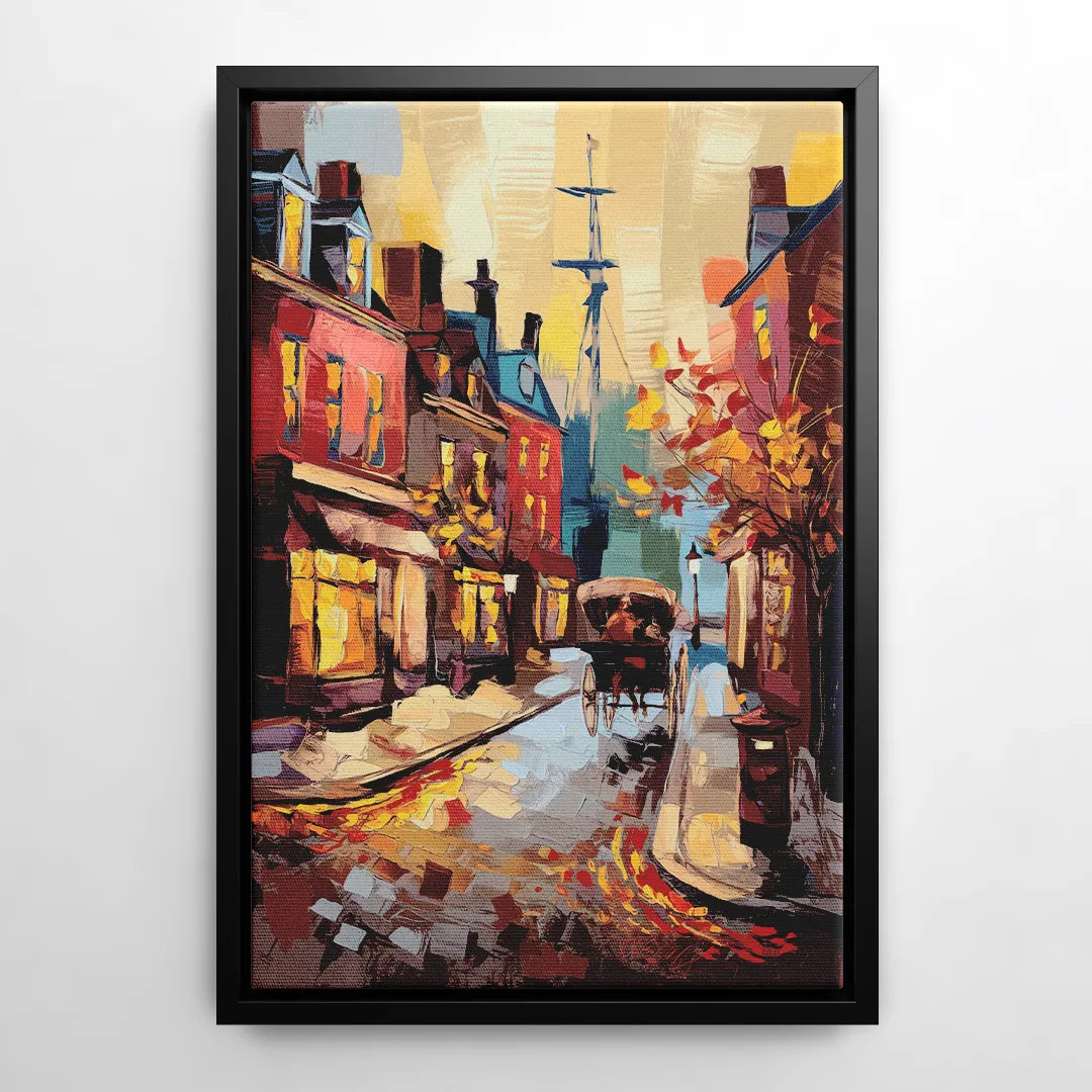 Salem New England Streets - Black Frame Canvas