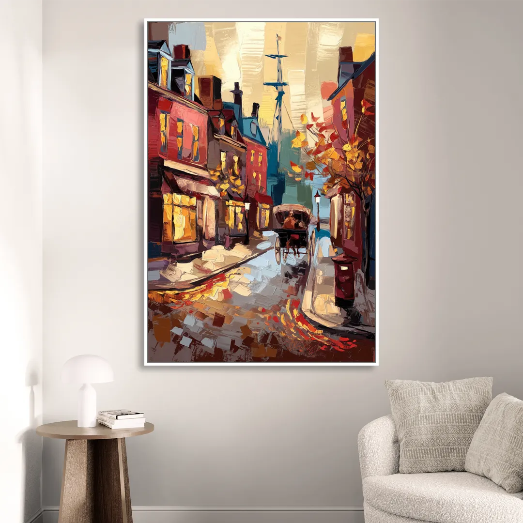 Salem New England Streets Living Room - White Canvas Wall Art