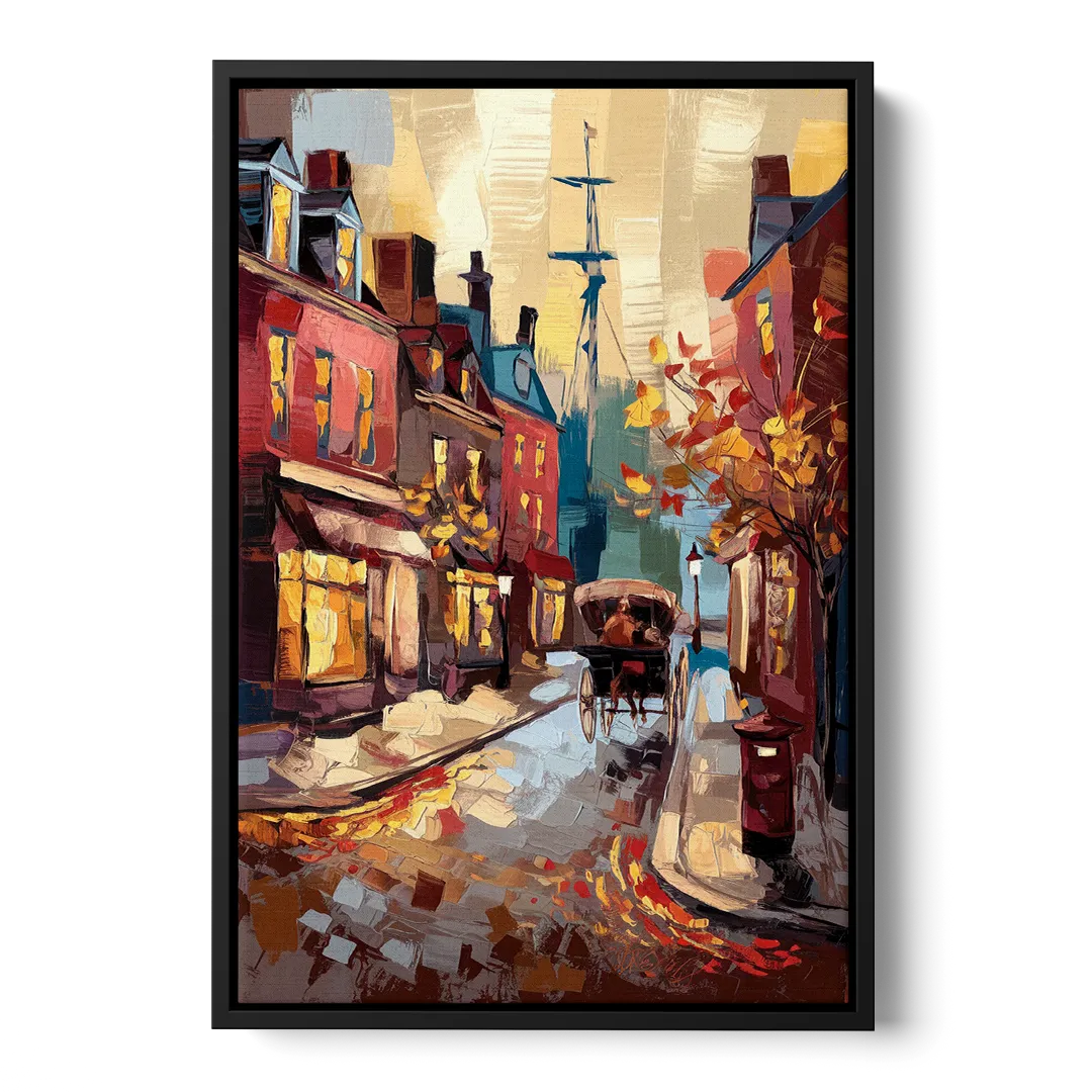 Salem New England Streets Front - Black Canvas Wall Art