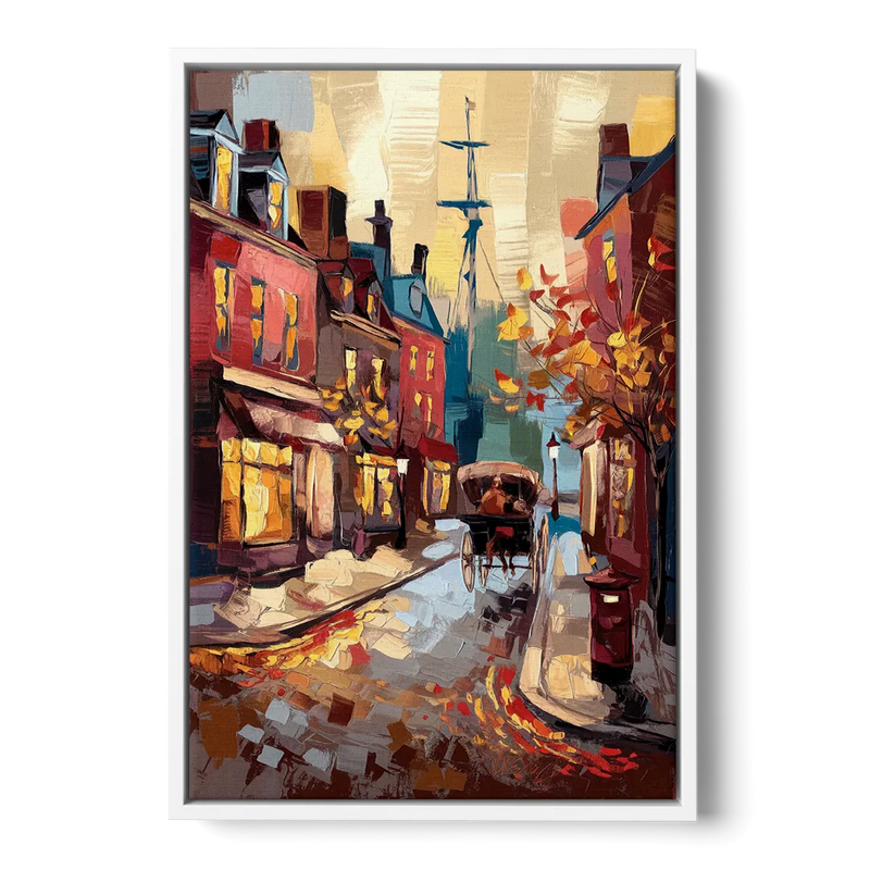 Salem New England Streets Front - White Canvas Wall Art