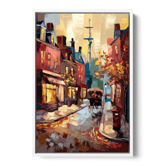Salem New England Streets - White Framed Canvas Wall Art - Front
