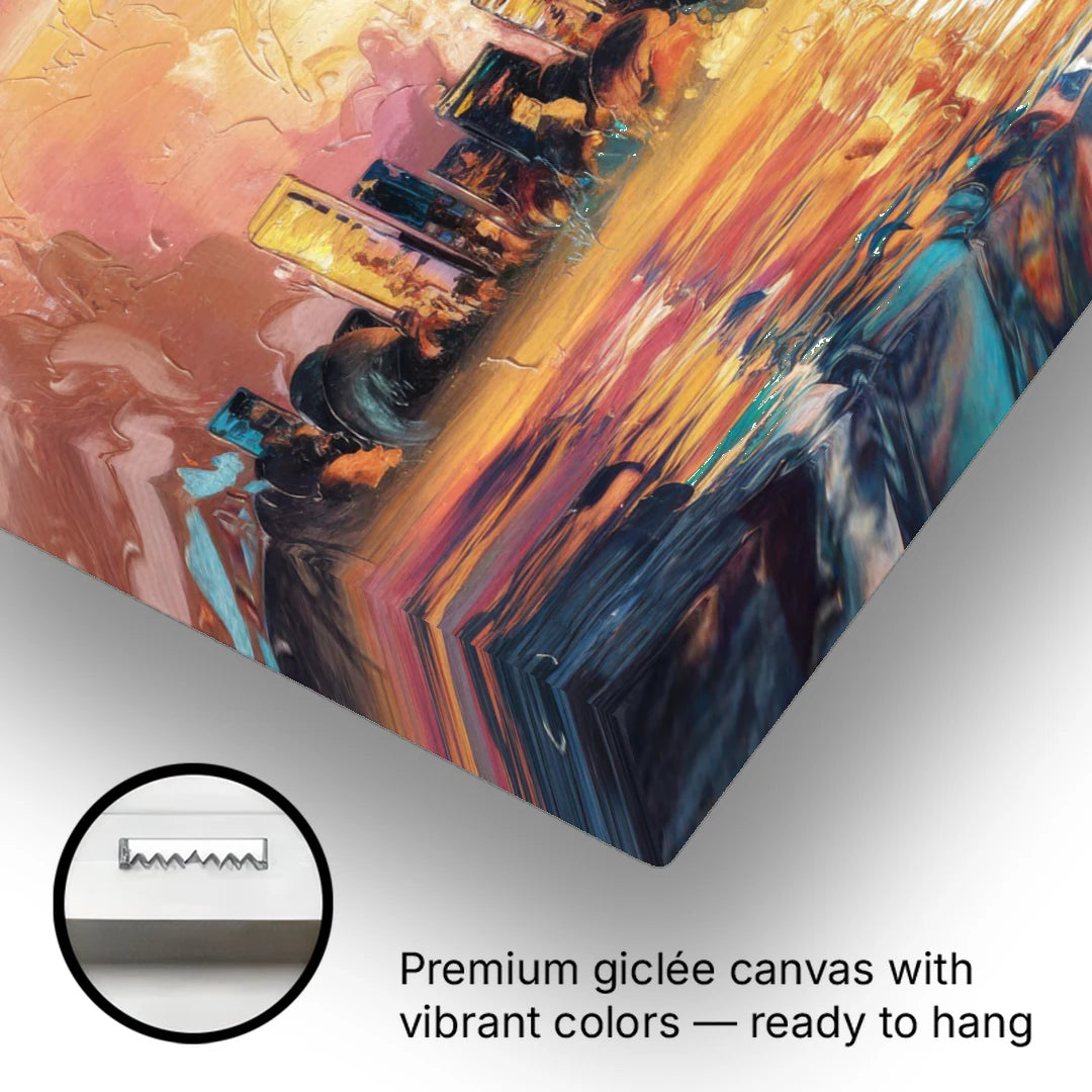 Salem Skyline Sunset - Canvas Wall Art - Gallery Wrap Corner