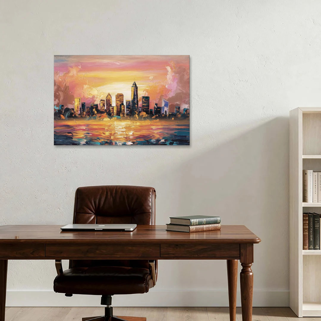 Salem Skyline Sunset - Canvas Wall Art - Office - 36x24