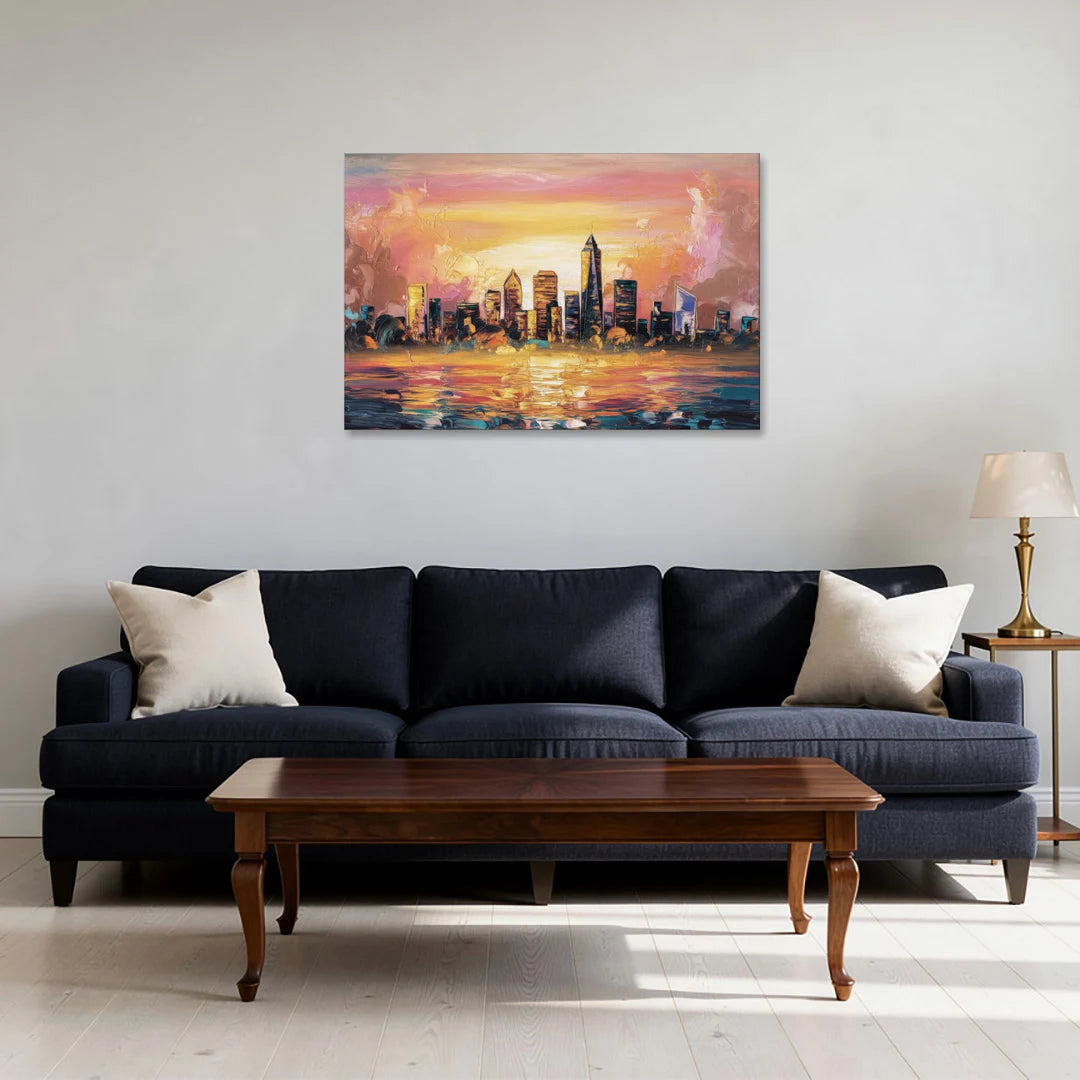 Salem Skyline Sunset - Canvas Wall Art - Sofa - 36x24