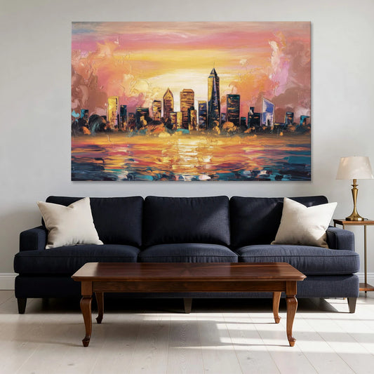 Salem Skyline Sunset - Canvas Wall Art - Sofa - 60x40