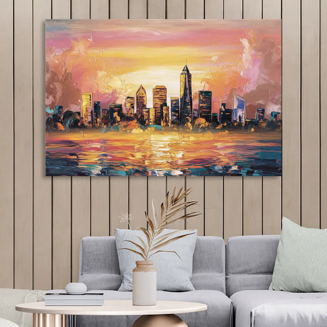 Salem Skyline Sunset Sitting Room - Canvas Wall Art