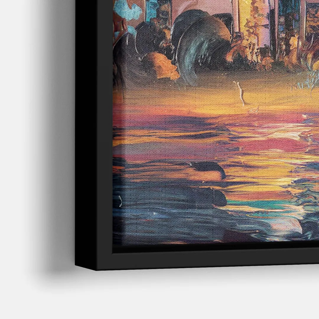 Salem Skyline Sunset - Close-Up Black Frame Canvas
