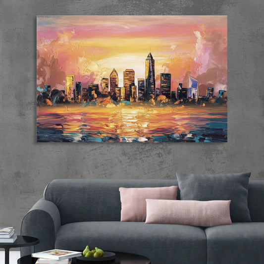 Salem Skyline Sunset Living Room - Canvas Wall Art