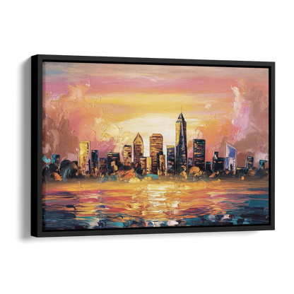 Salem Skyline Sunset Side - Black Canvas Wall Art