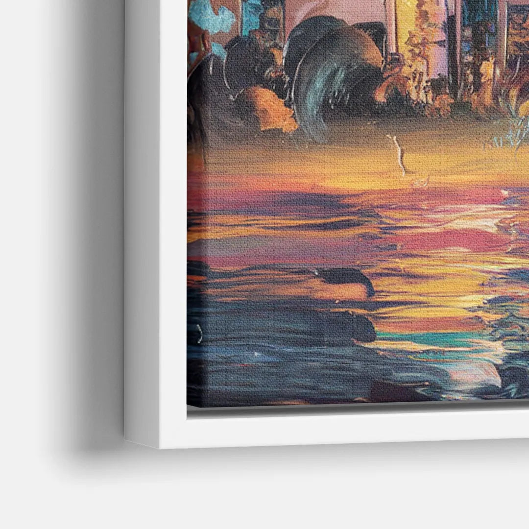 Salem Skyline Sunset - Close-Up White Frame Canvas