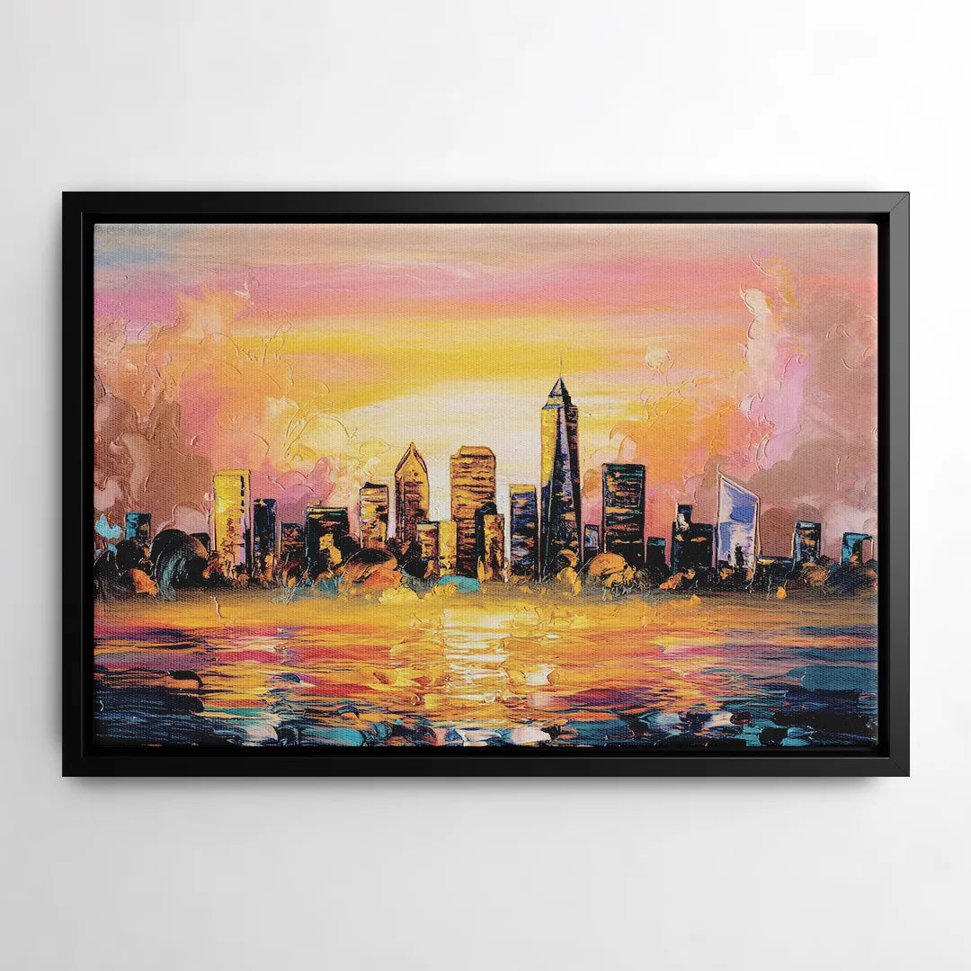 Salem Skyline Sunset - Black Frame Canvas