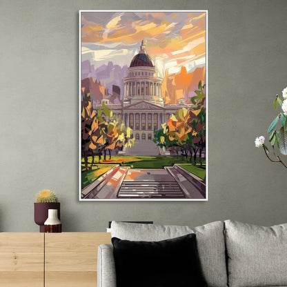 Salt Lake City Capitol Building Sitting Room - White Canvas Wall Art
