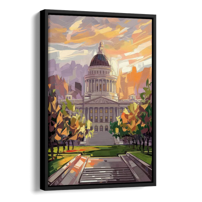 Salt Lake City Capitol Building Side - Black Canvas Wall Art