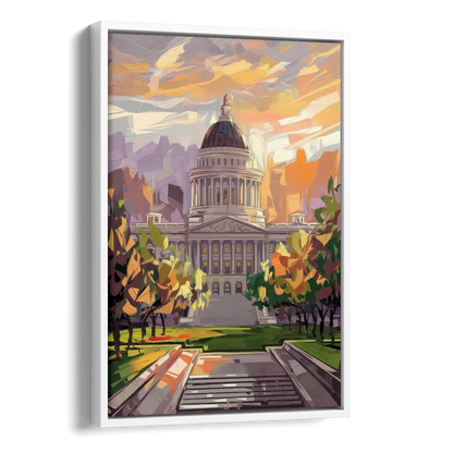 Salt Lake City Capitol Building Side - White Canvas Wall Art