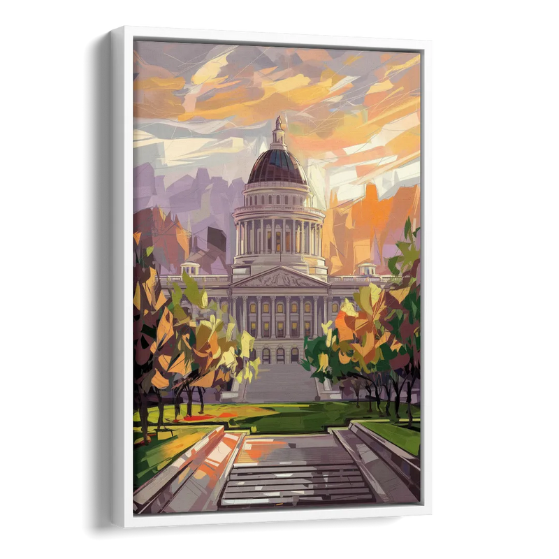 Salt Lake City Capitol Building Side - White Canvas Wall Art