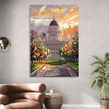 Salt Lake City Capitol Building Sitting Room - Canvas Wall Art