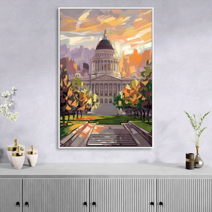 Salt Lake City Capitol Building Living Room - White Canvas Wall Art