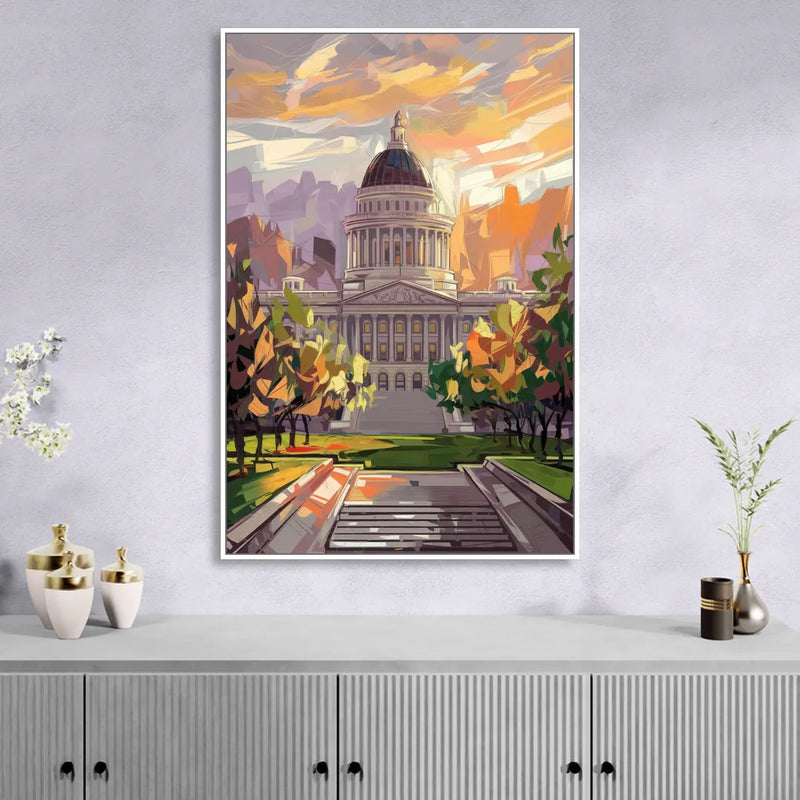 Salt Lake City Capitol Building Living Room - White Canvas Wall Art
