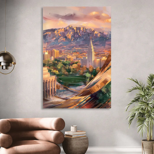 Salt Lake City Downtown View Living Room - Canvas Wall Art