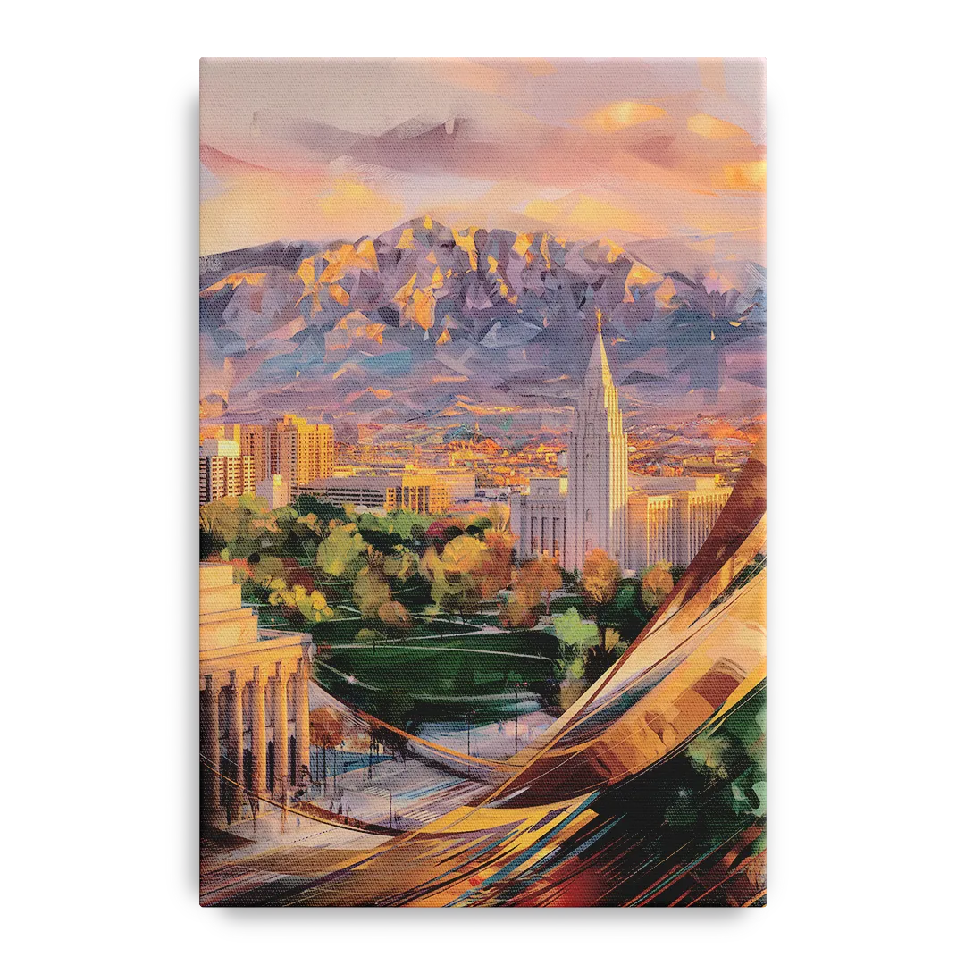Salt Lake City Downtown View Front - Canvas Wall Art