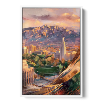 Salt Lake City Downtown View Front - White Canvas Wall Art