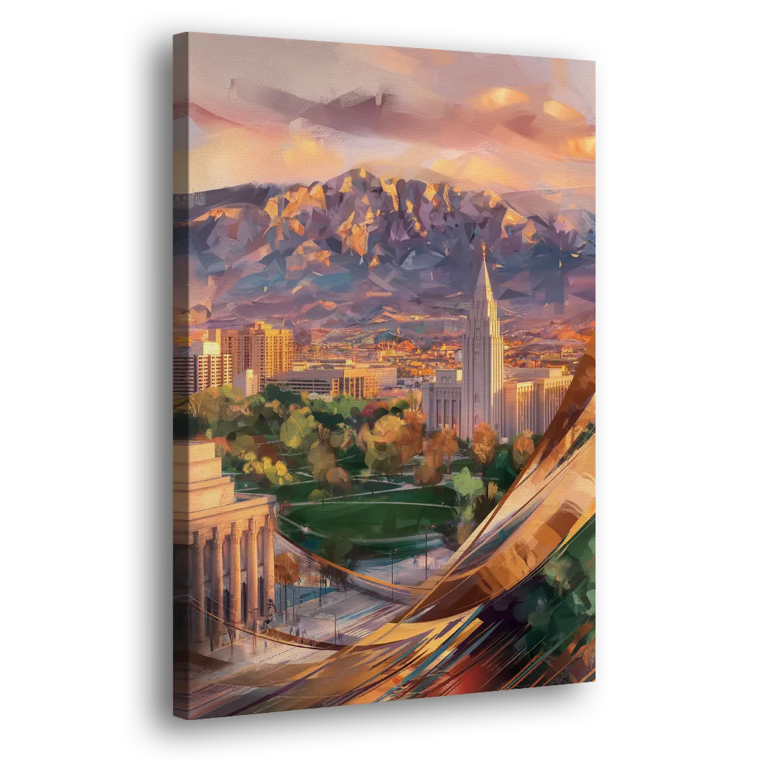 Salt Lake City Downtown View Side - Canvas Wall Art