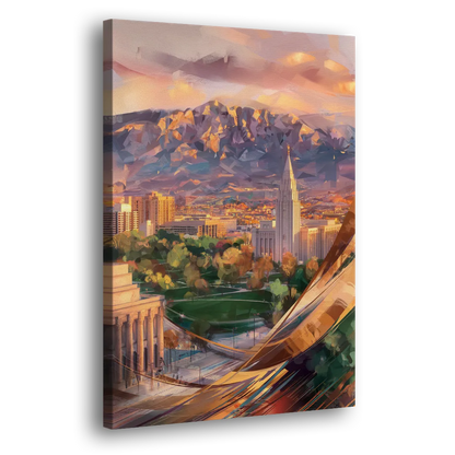 Salt Lake City Downtown View Side - Canvas Wall Art