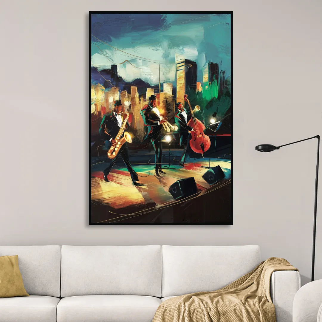 Salt Lake City Jazz Tribute Sitting Room - Black Canvas Wall Art