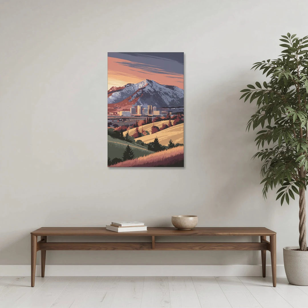 Salt Lake City Mountainscape - Canvas Wall Art - Coffee Table - 24x36