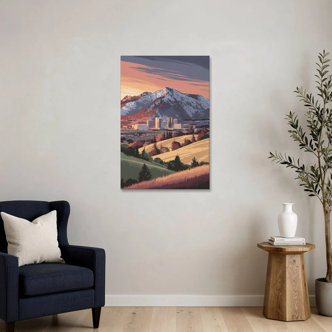 Salt Lake City Mountainscape - Canvas Wall Art - Sofa - 24x36
