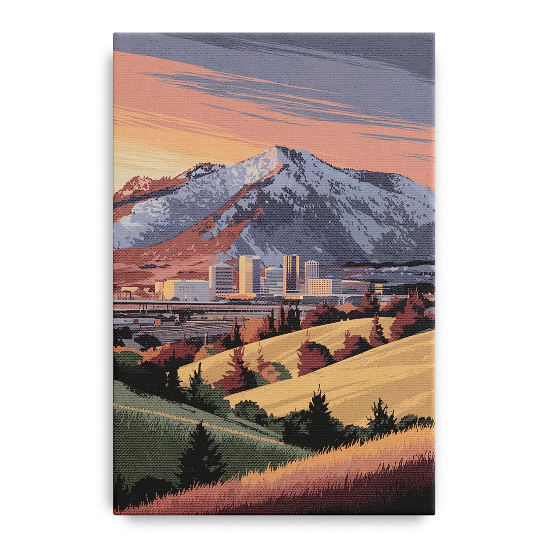 Salt Lake City Mountainscape Front - Canvas Wall Art