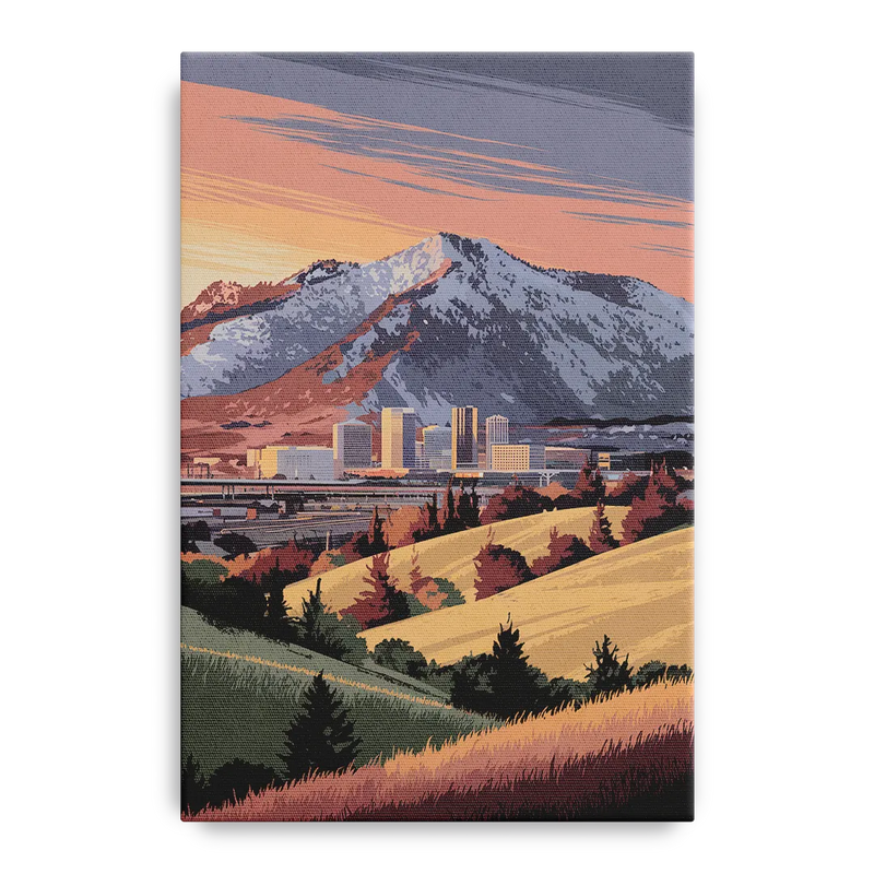 Salt Lake City Mountainscape Front - Canvas Wall Art