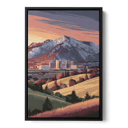 Salt Lake City Mountainscape Front - Black Canvas Wall Art