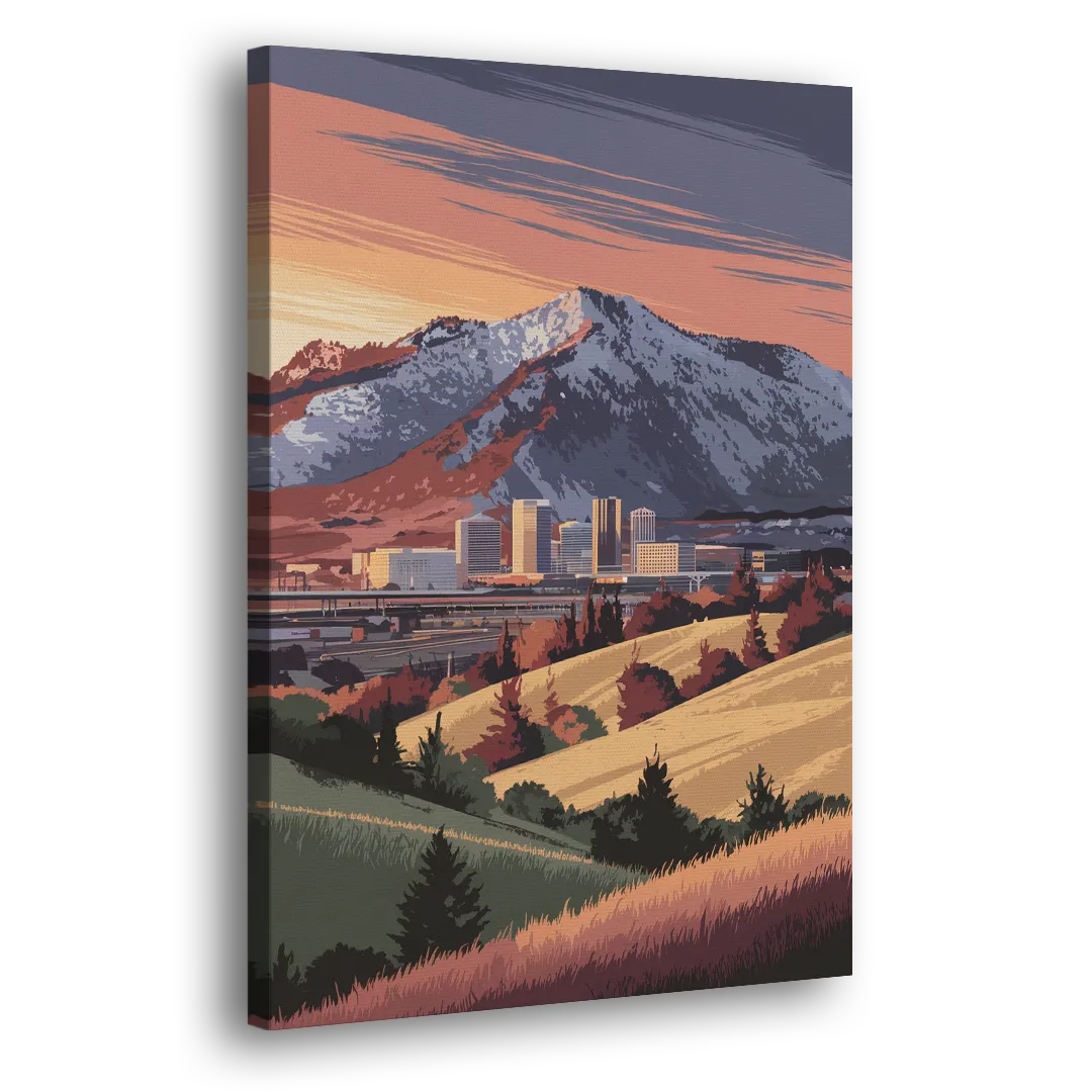 Salt Lake City Mountainscape Side - Canvas Wall Art