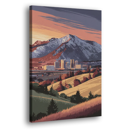 Salt Lake City Mountainscape Side - Canvas Wall Art