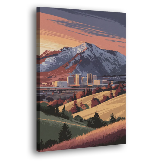 Salt Lake City Mountainscape Side - Canvas Wall Art