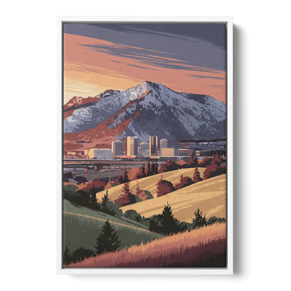 Salt Lake City Mountainscape Front - White Canvas Wall Art
