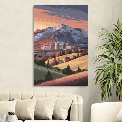 Salt Lake City Mountainscape Sitting Room - Canvas Wall Art