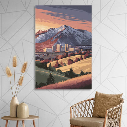 Salt Lake City Mountainscape Living Room - Canvas Wall Art