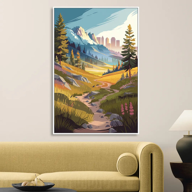 Salt Lake City Nature Trails Living Room - White Canvas Wall Art