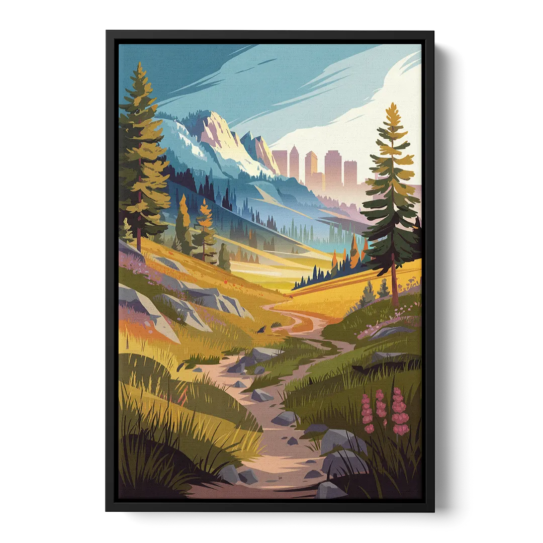 Salt Lake City Nature Trails Front - Black Canvas Wall Art