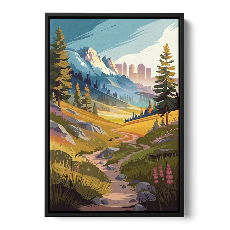 Salt Lake City Nature Trails Front - Black Canvas Wall Art